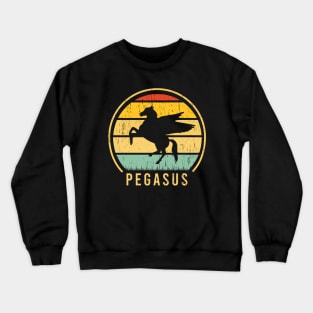 Pegasus Horse badge distressed retro sunset logo Crewneck Sweatshirt